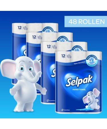 Selpak 100% Pure Cellulose Kitchen Roll 48 Rolls (3-Layer 3840 Sheets) Moisture-Resistant & Dermatologically Tested Paper Towels for Your Home - Buy Online on SooperMarket.com