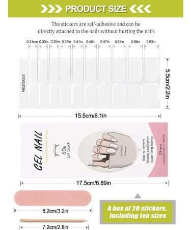 Kalolary 20PCS Nail Adhesive Wrap Gel Polish Strips - Solid White | Self-Adhesive Nail Wrap Stickers for UV/LED Lamp | Easy Cured Gel Nail Decals - Buy Online on SooperMarket.com