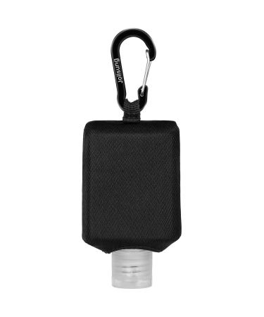 Hand Sanitizer Bottle Case Holder, Jollsung Travel Size Empty Bottle Refillable Containers for Soap, Lotion, and Liquids - 60ML/2 oz Flip Cap Reusable Bottles with Carabiner Carriers (Black) 2 Fl Oz (Pack of 1) Black