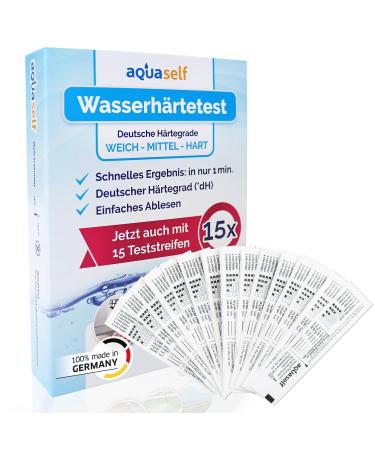 Determine water hardness test strips in DH - 15 pieces - individually packaged - made in Germany - simple fast & exactly water hardness (soft medium hard)
