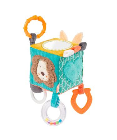 Fehn Motoric cubes Funky Friends - Motoric Toy Baby Activity cubes for hanging for strollers cot and baby seat - Activity cube toys for babies and children from 0+ months
