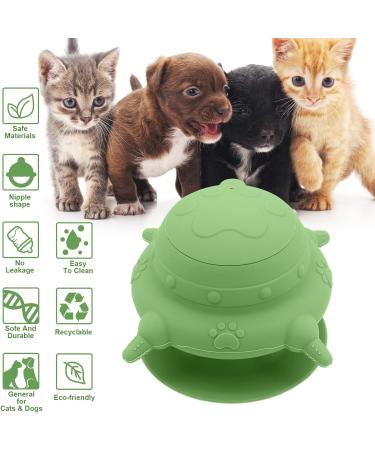 MoYouno Newborn Pet Feeder Set - 4 Teats Puppy Bottles & Silicone Milk Bowl 150 ML - Ideal for Nursing Puppy, Kitten, Squirrels - Green - Buy Online on SooperMarket.com