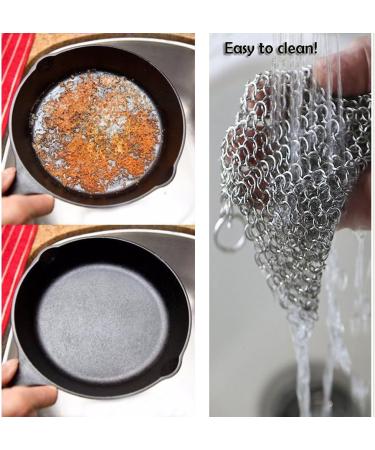 LauKingdom Stainless Steel Cast Iron Cleaner 316L - 8x6 inch Square Scrubber for Pan, Anti-Rust & Hygienic - Buy Online on SooperMarket.com