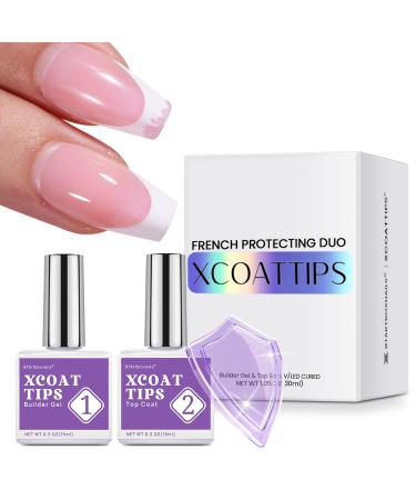 btartboxnails XCOATTIPS French Protecting DUO builder gel and top coat set to Protect French XCOATTIPS No More French Tips Area chipping E-French Protecting Duo