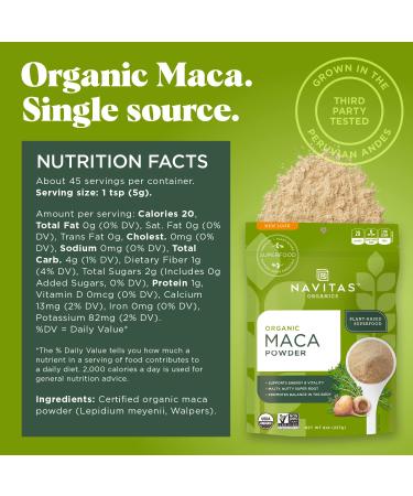 Navitas Organics Maca Powder 8 oz - Organic, Non-GMO, Gluten-Free | 45 Servings - Buy Online on SooperMarket.com