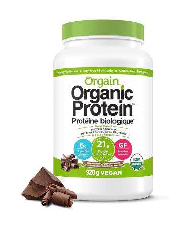 Orgain Organic Plant Based Canadian Protein Powder Creamy Chocolate Fudge - Vegan Lactose Free Gluten Free Dairy Free No Sugar Added Soy Free Kosher Non-GMO 920g
