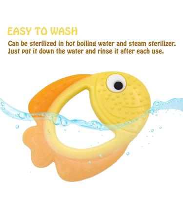 Golden Fish Baby Teething Toy - Food Grade Silicone Teether Ring for Babies 0-12 Months | Soft-Textured Infant Toy for Teething Relief & Brain Development - Buy Online on SooperMarket.com