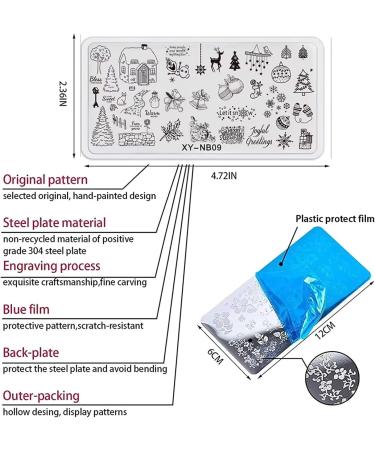 OUBFUUY Christmas Nail Stamp Plates Nails Art Stamping Plates Festival New Year Nail plate Template Image Plates - Buy Online on SooperMarket.com
