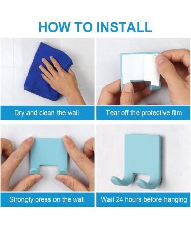 Vanzavanzu Razor Plane Holder for Shower Wall - 2 Pack Adhesive Hooks for Hairbrush & Towel - Waterproof Silicone Bathroom Organizer - Blue & White - Buy Online on SooperMarket.com