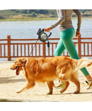Retractable Dog Lead 8M/26ft Extendable Dog Lead Extendable with Non-Slip Handle & Adjustable Dog Lead with LED Flashlight Waste Dispenser Bags One-Hand Brake for Night Walking Running Jogging Black - Buy Online on SooperMarket.com