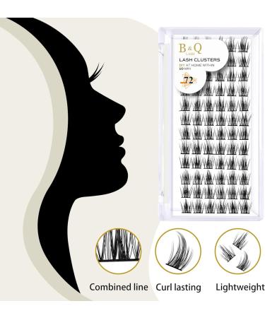 72 D Curl Individual Cluster Lashes - Soft DIY Natural Eyelash Extensions - B&Q Lash Clusters - UK-FD-B41-D-16 - Buy Online on SooperMarket.com