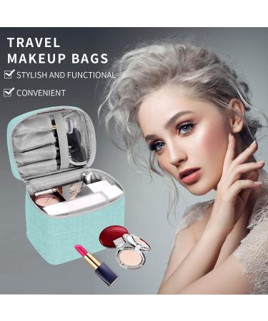 Large Aqua Green Makeup Bag Organizer - Travel Cosmetic Case with Mesh Brush Holder - Buy Online on SooperMarket.com