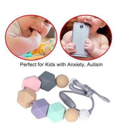 Baby Teething Chew - Safe Silicone Teether Necklace - Vibrant Colors - Portable - Type 3 - Buy Online on SooperMarket.com