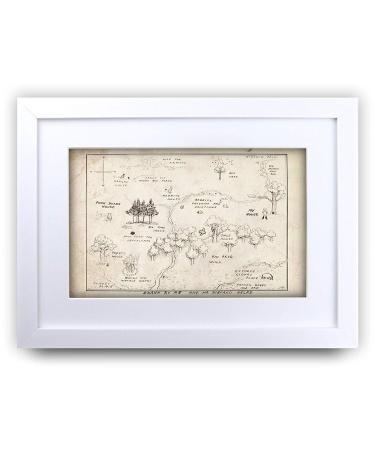 HWC Trading FR Winnie the Pooh Map A3 Framed Printed 100 Aker Wood Nursery Print Baby Shower Room Gifts New Born Bedroom Gift Print Photo Picture Frame Display