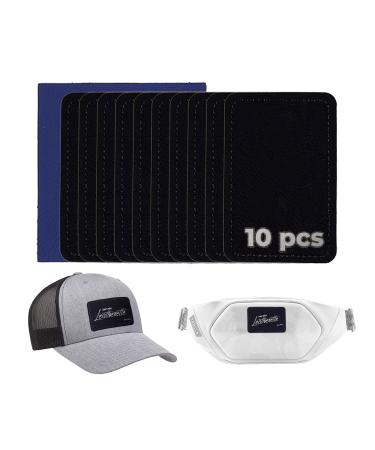 Laserable Leatherette Rectangular Patch, 3" x 2" Self Adhesive Black to Silver Leather Patch, 10-Piece Leather Patches for Glowforge, Hat Patches, T Shirts and DIY Home Decor Rectangular Black to Silver