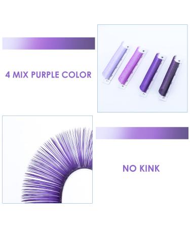 Ombre Purple Colored Eyelash Extensions 14mm D Curl Easy Fan 0.07mm | Gradient Colored Lashes for Volume | Self Shadow Premade Lash - Buy Online on SooperMarket.com