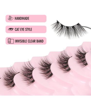 Glowingwin Half Lashes: Cat Eye False Eyelashes, Natural Look, 10 Pairs Corner Lashes, Handmade Reusable Mink Fluffy Lashes - Clear Band Half Lashes-09 - Buy Online on SooperMarket.com