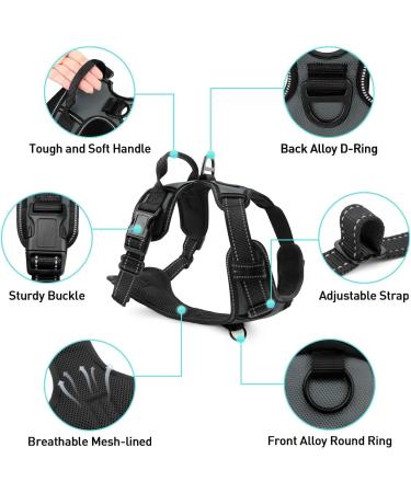Joytale Large Dog Harness - Reflective Soft Padded Adjustable Breast Harness for Safe Control - Breathable & Comfortable - Gray (1 Pack) - Buy Online on SooperMarket.com
