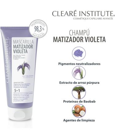 Clear Institute Purple Matte Mask Neutralises Unwanted Tones Purple Matte Mask Especially for Highlights Blondes and Grey 96.6% Natural Ingredients 200 ml - Buy Online on SooperMarket.com