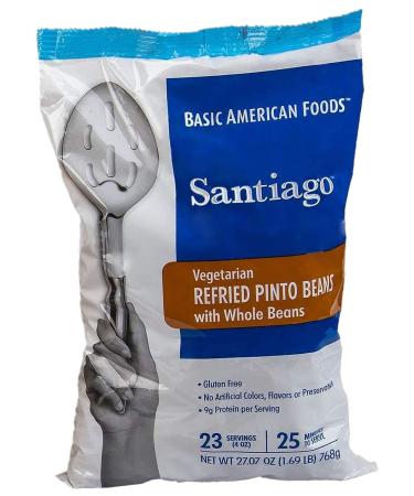 Santiago Vegetarian Refried Pinto Beans 27.09 oz - Authentic Mexican Flavor | Non-GMO & Gluten-Free - Buy Online on SooperMarket.com