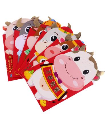 MAGICLULU 72 Pcs Ox Zodiac Red Packet Hong Bao Wedding Chinese New Year Red Packet Spring Festival Money New Year Red Envelopes Wallets for Mini Gifts Child 250g Copper Paper Asia Christmas
