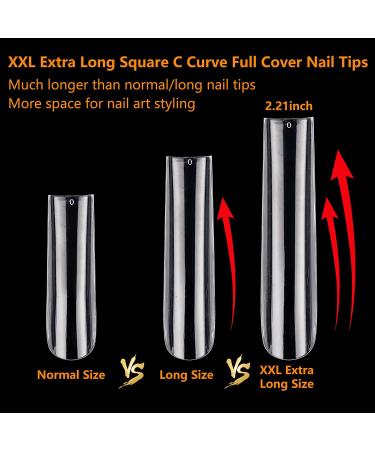 504Pcs Clear Nail Tips for Acrylic Nails Professional  XXL / XXXL Extra Long Tapered Square Acrylic Nail Tips  Full Cover Fake Nails False Nails  Nail Extension for Manicure Salon Home DIY Nail Art 504Pcs XXXL Square Bag - Buy Online on SooperMarket.com