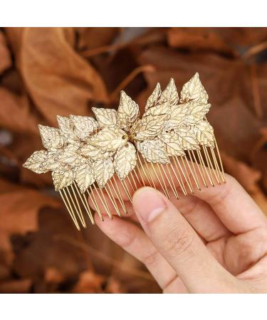 Gorais Leaf Bride Wedding Hair Comb - Bridal Hair Piece for Women and Girls in A-Gold - Buy Online on SooperMarket.com