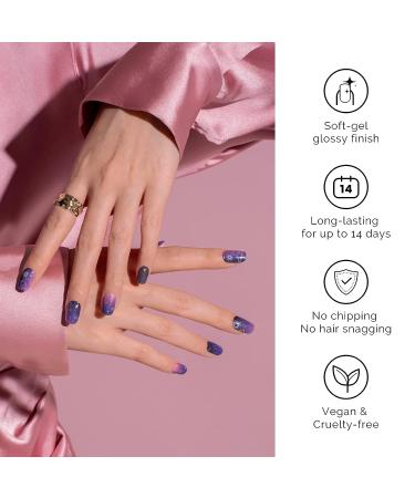 Nailog Semi Cured Gel Nail Strips - 34 Pcs Gel Nail Stickers | Buy 2 Get 1 UV Lamp | Long Lasting & Glossy Finish | Gradient Color Constellation - Buy Online on SooperMarket.com