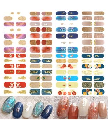 NAILDOKI Nail Stickers 8 Sheets x 14 Pieces Full Wraps Nail Polish Strips Self-Adhesive Gel Nail Art Decals for Women Girls C3-20