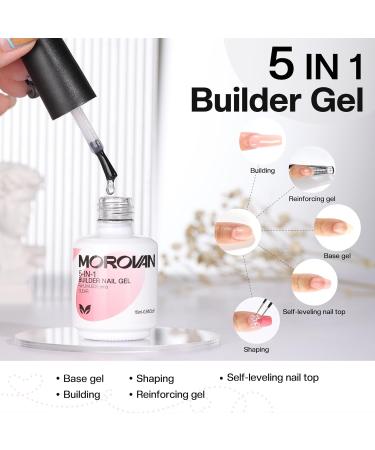 Morovan 5 in 1 Builder Gel for Nails - Clear Strengthener Reinforcing & Shaping Gel Kit with Nail File | International Shipping Available - Buy Online on SooperMarket.com