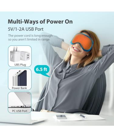 Heated Eye Mask - USB Electric Heating Pad for Dry Eyes & Therapy - Temperature & Timer Control for Sinus, Migraine, Stye - Warm Eye Compress Mask - Buy Online on SooperMarket.com