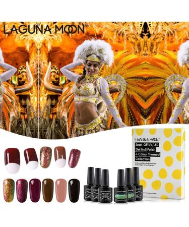 Peacock Theme Gel Nail Polish Set - 6 Colors | Soak Off UV LED Varnish Kit - 8ML Bottles | Hot Summer Collection by Lagunamoon - Buy Online on SooperMarket.com