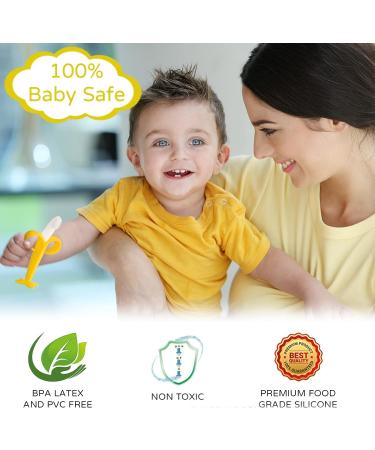 HAILI Baby Banana Toothbrush with 2 Finger Toothbrushes Soft Silicone Baby Teething Toy Teether Chew Toy for Babies 3-6 Months 6-12 Months - Buy Online on SooperMarket.com