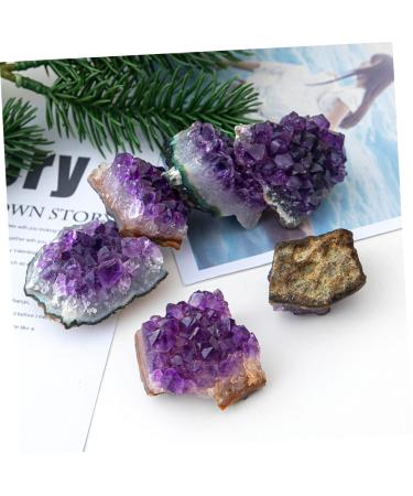PRETYZOOM Purple Ornament 2pcs Amethyst Cluster Chips Rock Amethyst Gravel Geode Natural Crystal Adornment Irregular Fluorite - Buy Online on SooperMarket.com