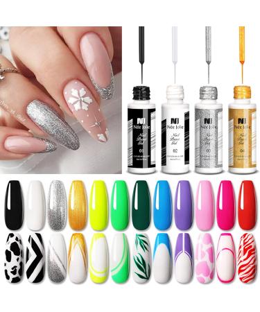 Neon Gel Polish Liner Gel Nail Polish 2 Colors Neon Set Yellow Green Liner Gel Art Soak Off Shimmer Nail Polishes For Drawing Lines Color Painting UV Liner Gel For Women Festival (B) - Buy Online on SooperMarket.com
