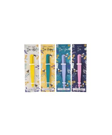 CGB Giftware | Set of 4 2-in-1 Brow Tools | Eyebrow Tweezers | Beauty Accessory | Yellow Green Pink Purple | The Beekeeper | GB06914