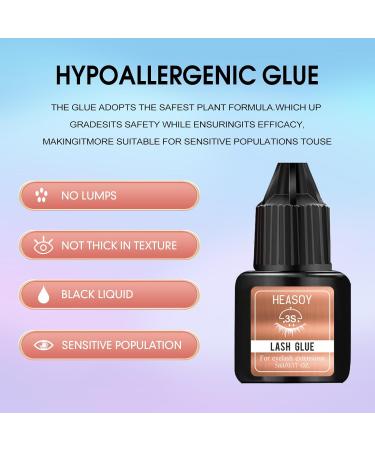 Eyelash Extension Glue by Heasoy - Extra Strong 5ml | 3 Sec Drying | 7 Weeks Retention | Black Adhesive for Self & Professional Use - Buy Online on SooperMarket.com