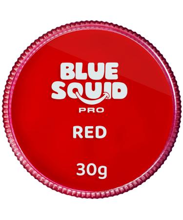 Blue Squid PRO Face Paint - Classic Red (30gm) Professional Water Based Single Cake Face & Body Paint Makeup Supplies for Adults Kids Halloween Facepaint SFX Water Activated Face Painting Non Toxic