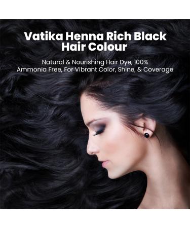 Vatika Henna Hair Colour Rich Black 100% Ammonia Free 6 x 10g Sachtes - 60g Black 10 g (Pack of 6) - Buy Online on SooperMarket.com
