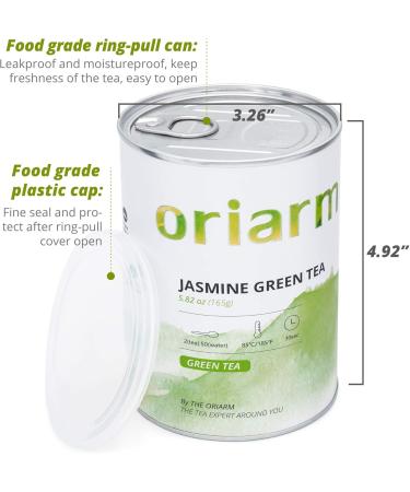 Oriarm Snail Jasmine Green Tea Loose Leaf 100g Tin Can - Chinese Fujian Green Jasmine Tea Yu Luo Snail Jasmine Tea - Buy Online on SooperMarket.com