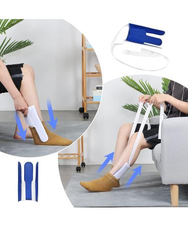 Antdvao Sock Aid Kit- Easy to Put on Take Off Socks Support Stocking Aid Light and Easy to Wear Shoe Horn with Hooks Suitable for Independent Living Aids Help Put on Shoes/Socks/Shirts (Blue) - Buy Online on SooperMarket.com