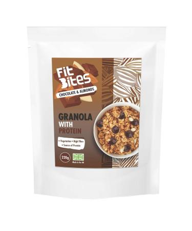FITBITES Granola with Protein Chocolate Chunks + Almonds (Case of 3 x 220g) (Chocolate Chunks + Almonds)