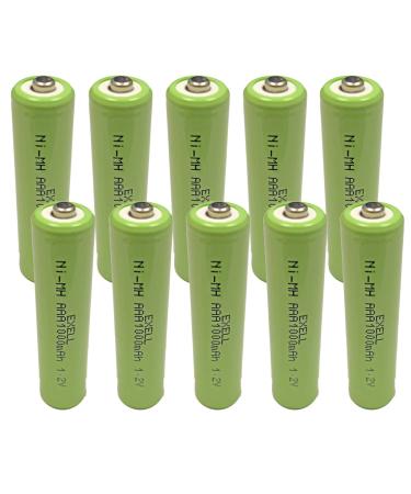 (10-PACK) Exell 1.2-Volt Nickel-Metal Hydride Rechargeable Button-Top Battery AAA 1000 mAh Battery Replacement for Electric Razor Toothbrush meters two radios