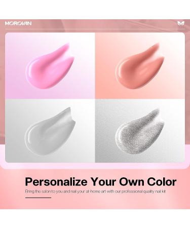 Morovan Poly Gel Nail Kit for Beginners - Pink Nude Poly Gel Nail Kit with UV Lamp | Professional Nail Extension Starter Kit with French Nail Art - Buy Online on SooperMarket.com