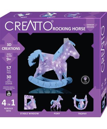 KOSMOS 3669 Creatto Rocking Horse 3D Light Figures Design 3D Puzzle Set for Rocking Horse Pony Trophy Stable Window Creative Room Decoration 57 Plug-in Pieces 30-Piece LED Fairy Lights