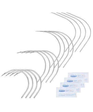 JIESIBAO 16PCS Mixed Curved Piercing Needles, 14G 16G 18G 20G Piercing Needles Stainless Steel Disposable Needles for Ear Nose Tragus Cartilage Helix Belly Button Navel Piercing Mixed Sizes-curved (each 4pcs)