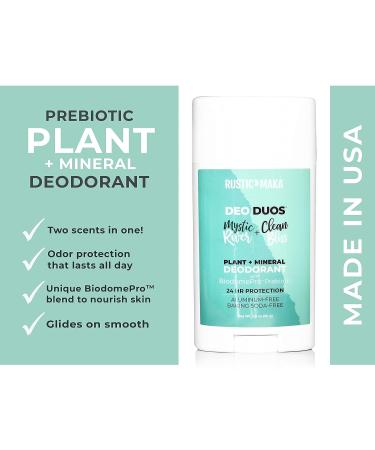 Rustic MAKA Natural Deodorant Duo - Mystic River & Clean Bliss | Aluminum-Free, Paraben-Free, Prebiotic | Vegan & Cruelty-Free - Buy Online on SooperMarket.com