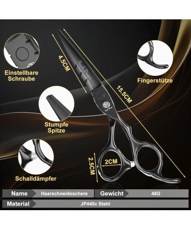 Purple Dragon Hairdressing Scissors Set 5.5 Inch Black Hair Cutting Scissors Set (Hair Scissors & Thinning Scissors) with 2 Combs Hair Beard Trimming Shaping Care for Men Women Family Barber - Buy Online on SooperMarket.com