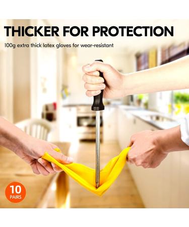 VGO 10 Pairs Reusable Kitchen Gloves - Long Arm Multi-Functional XL - Perfect for Household Cleaning & Dishwashing - Yellow (HH4601) - Buy Online on SooperMarket.com