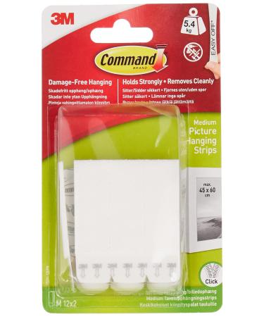 Command 17204-EF 07248000796 CMND PIC Hang Strip VP  12 Pairs  White  Picture